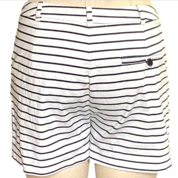 Zara Basic Collection M Blue & White Stripe Shorts Zip-up Coastal Nautical 165J - Picture 4 of 7